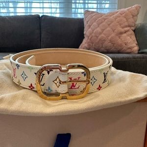 NWT Louis Vuitton White Multicolor Belt Size 34/85